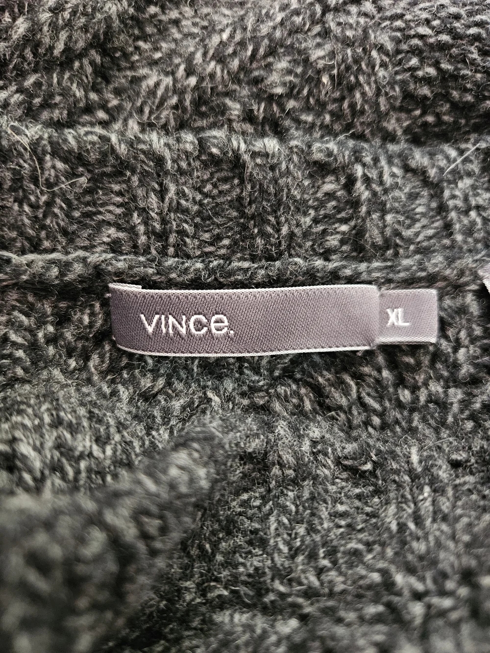 Vince Men's Charcoal Cable-Knit Crewneck Sweater 100% Wool
